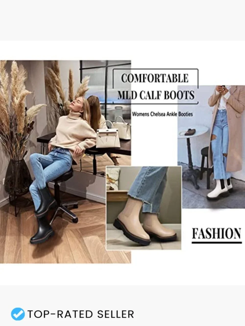 Chunky Heel Chelsea Ankle Boots Slip On Lug Sole Platform Booties